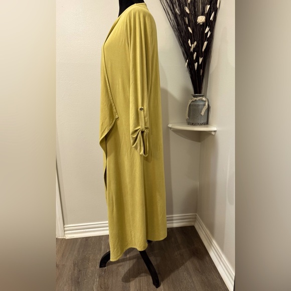 Tahari Long open front fashionable Cardigan - mustard color Size Small - Picture 2 of 8